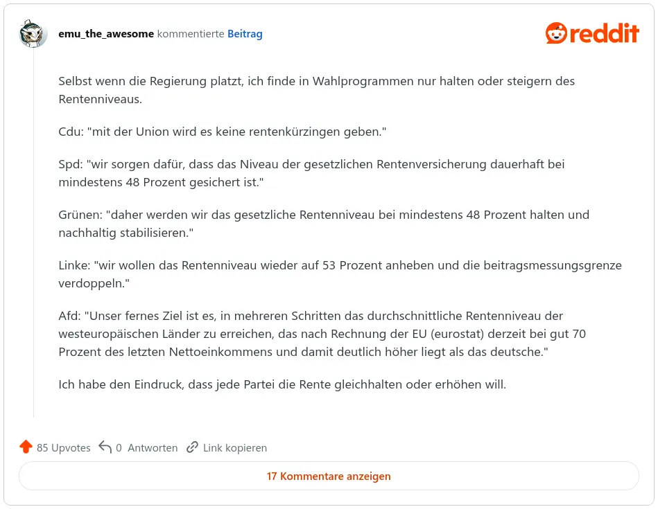 Reddit-Antwort